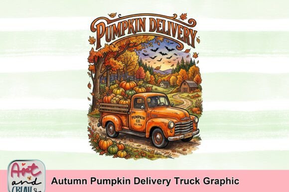 Autumn Pumpkin Delivery Truck: A Nostalgic Design Asset