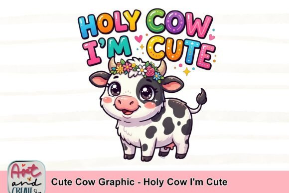 Cute Cow Graphic - Holy Cow I'm Cute: A Whimsical Design Asset