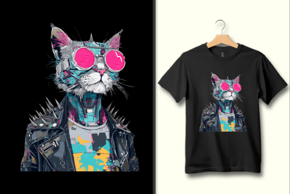 Unleash Your Inner Rebel: The Cyberpunk Cat Illustration